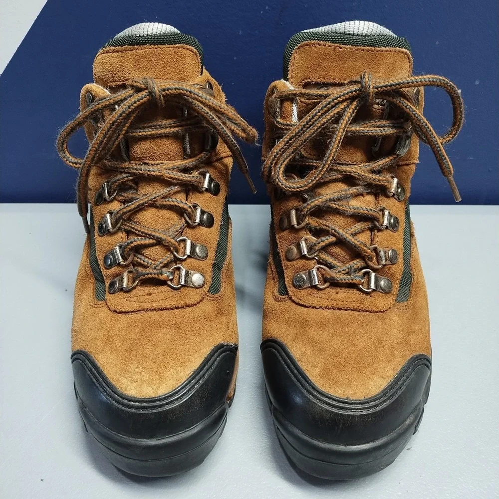 Vintage Eddie Bauer Raichle Hiking Boots Mens 6.5 Brown Black Waterproof Lace Up